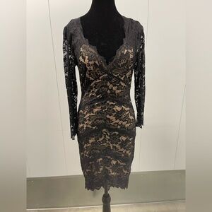bebe Black Lace Long Sleeve Dress